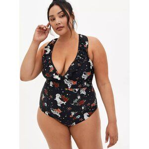 Torrid NWT Disney Villains Ruffle Swimsuit One Piece Floral size 2X